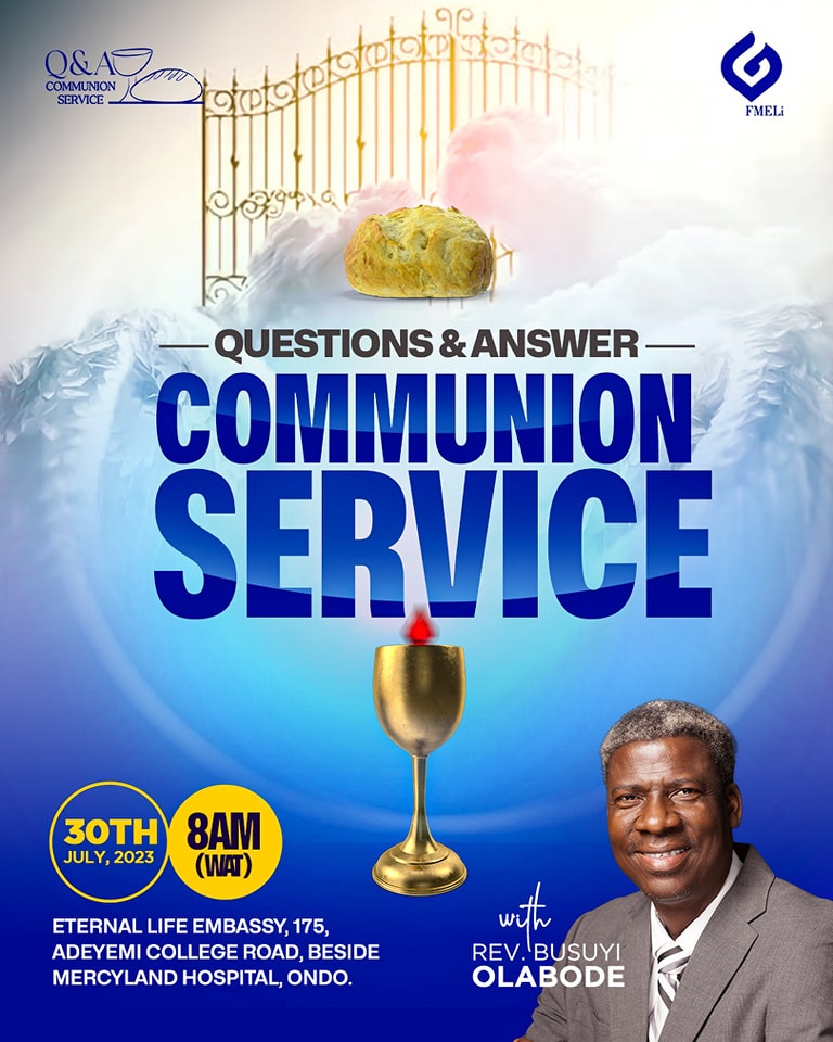 Join us for Questions and Answers and Communion Service!!!

God raised a high priest who can relate with the inadequacy of man in matters about entrance into the kingdom. The demand on us now is to use Jesus' earthly sojourn as a template for us to journey into glory.