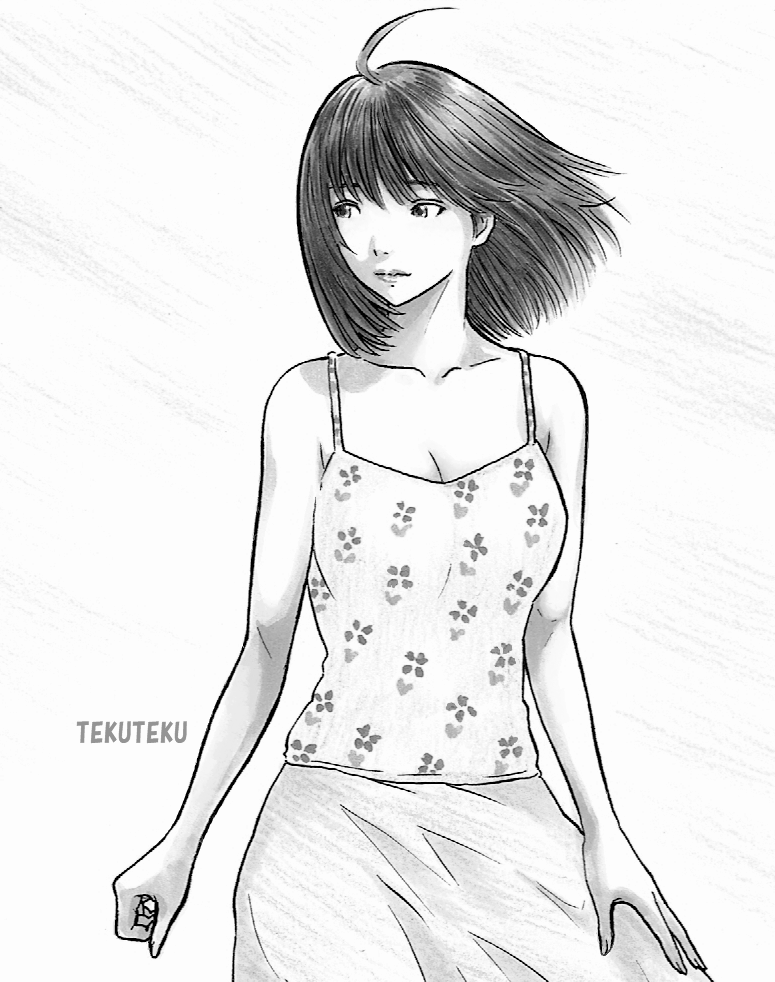 「過去絵を ・微修正 ・トリミングして部分寄り ・モノクロ ・左右反転 ・文章(川」|TEKUTEKUのイラスト