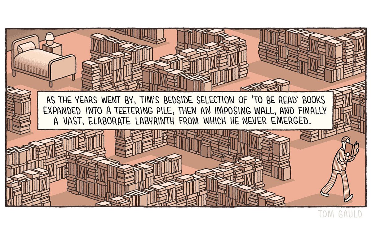 tomgauld's tweet image. My cartoon for this weekend’s @GuardianBooks / @GdnSaturday. 
p.s. my latest book cartoons collection is Revenge of the Librarians: tomgauld.com/comic-books-v2