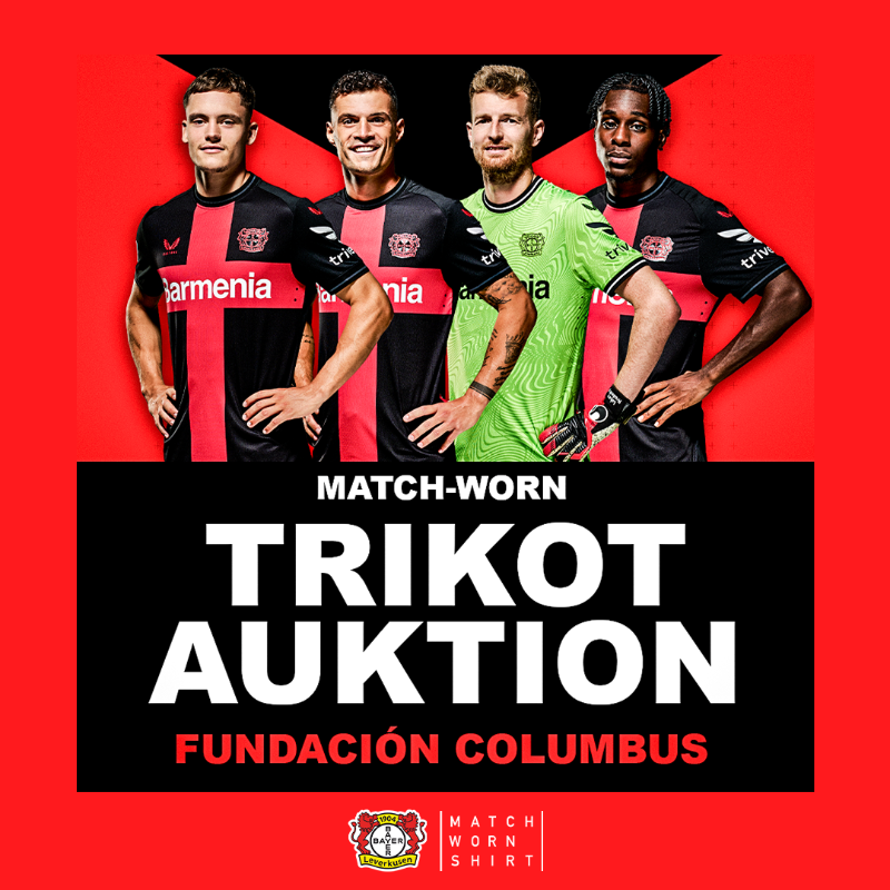 bayer04fussball's tweet photo. 👕 Die Original-Trikots aus dem Spiel bei @realsociedad und eine von der #Werkself unterschriebene PS5 könnt ihr jetzt ersteigern! Alle Einnahmen kommen der @FundaColumbus zugute.
🔙 #RSCB04 | #Bayer04