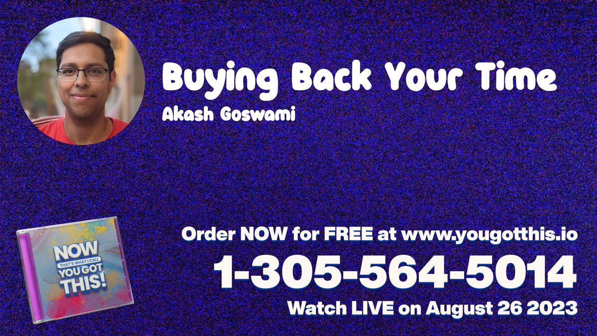 Talk announcement for our next conference - Now That's What I Call You Got This! Catch this fantastic session from <a href="/akashgoswami_/">🦋 akashgoswami.com</a> on how to balance the priorities of time and money in your career 💸 Get your free ticket to the conference here: yougotthis.io/events/now-tha…