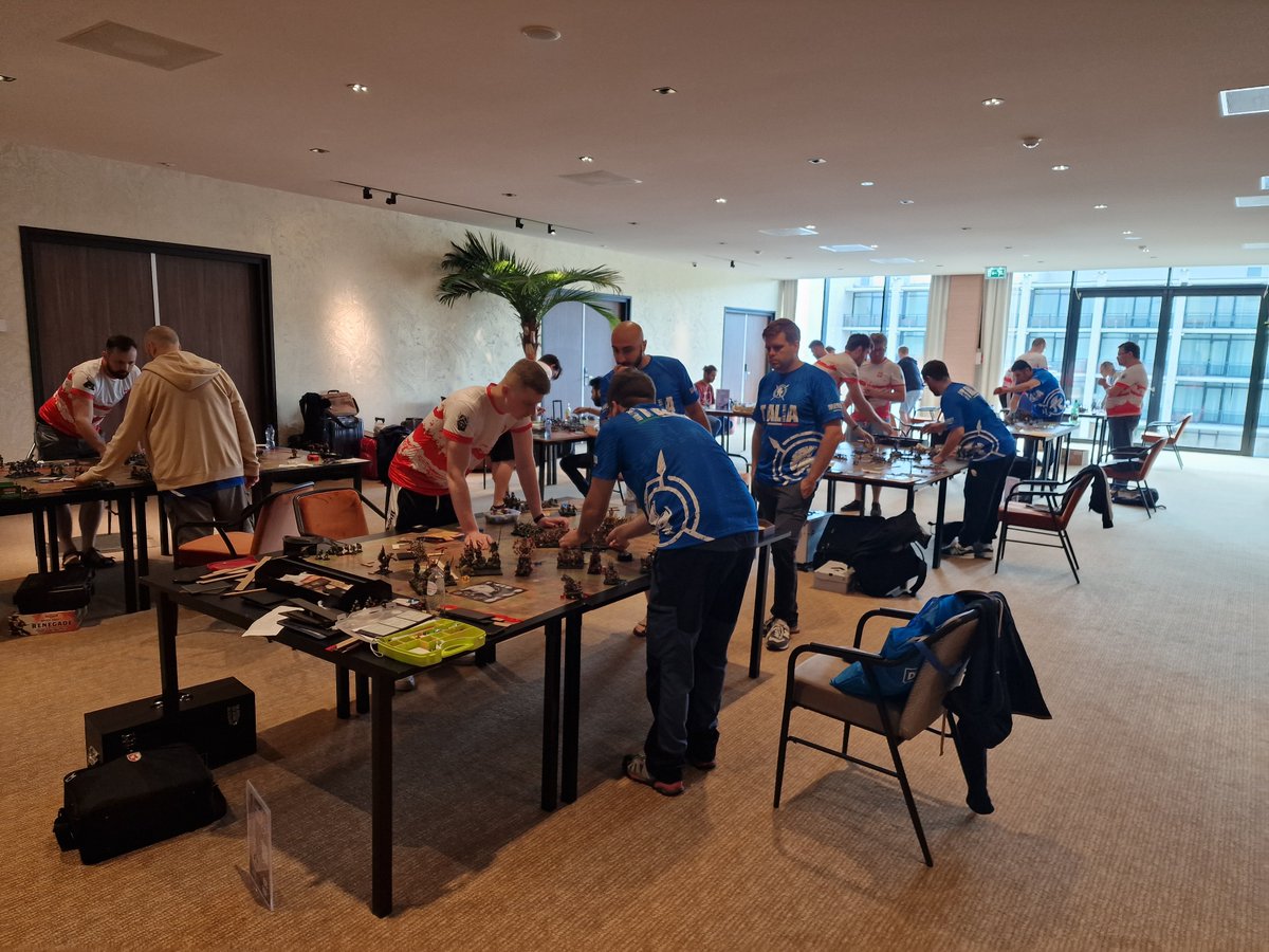The_9th_Age's tweet photo. Day 3 of the #ETC23 sees Poland playing Italy on the top table! Spain v Belgium on seconded set and then France v Switzerland on the third set. https://t.co/dmrEp0KDB8