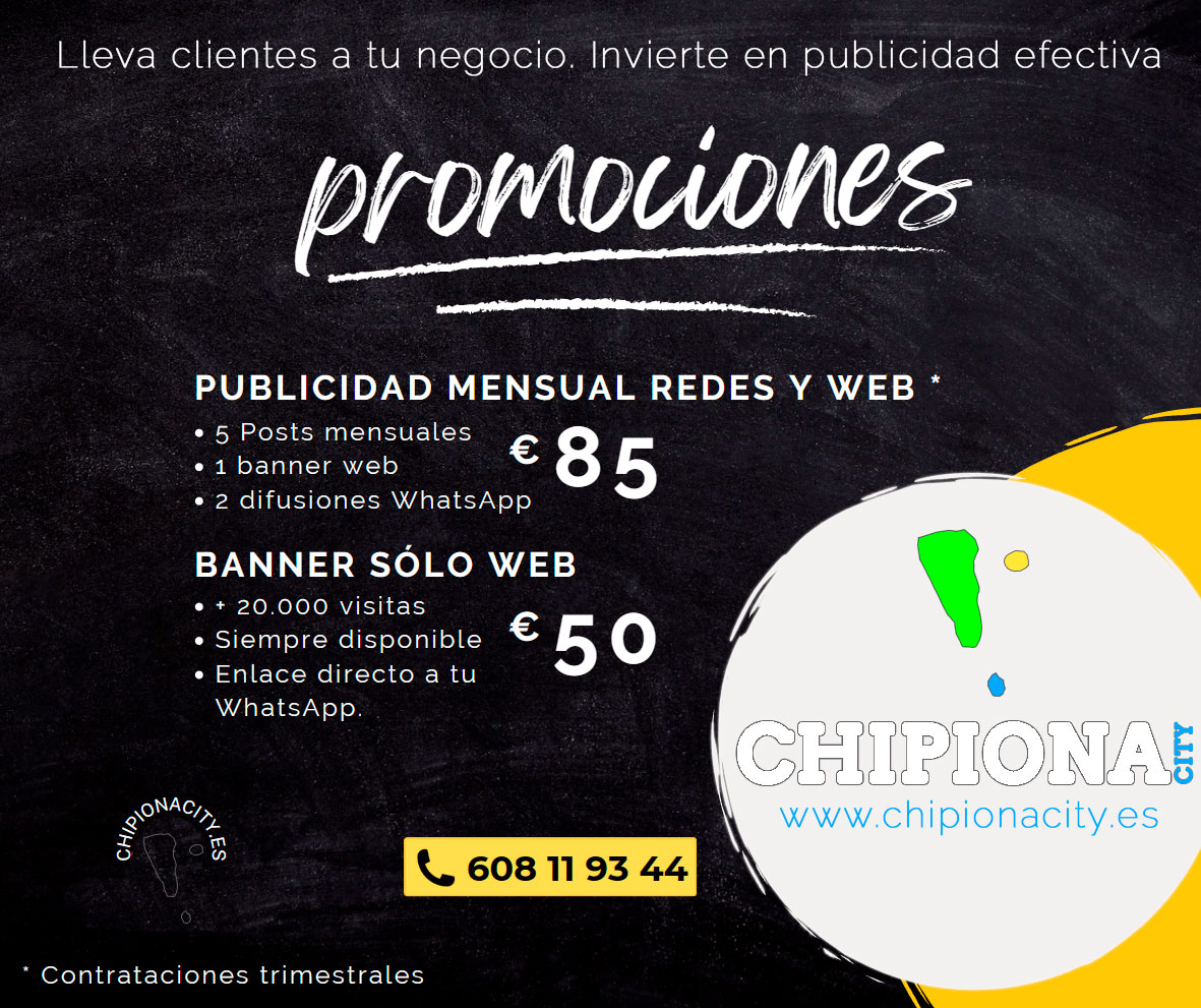 Invierte en publicidad efectiva 📄 El flyer ha muerto 🙅🏻 

Anuncia tu negocio en nuestras plataformas. Sólo esta semana oferta para contrataciones trimestrales. Contacta con nosotros por WhatsApp en el 608 11 93 44

#ChipionaCity #Chipiona