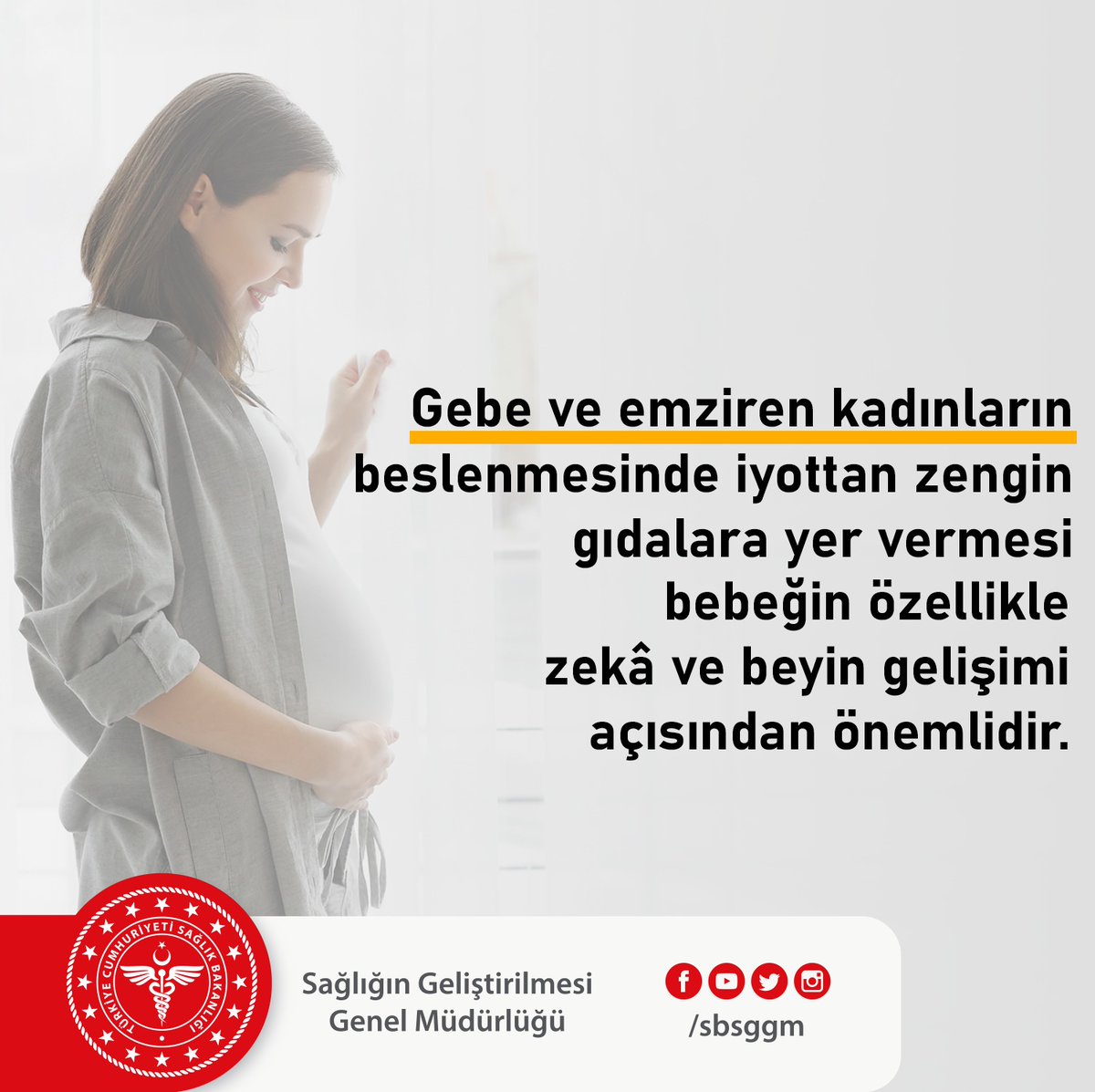 Gebe ve emziren kadınların beslenmesinde iyottan zengin gıdalara yer vermesi bebeğin özellikle zekâ ve beyin gelişimi açısından önemlidir.