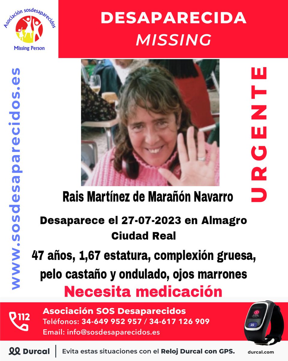 Mi hermana Rais está desaparecida desde el jueves. Es posible que se haya ido a Madrid desde Almagro. Comparto anuncio de Sos desaparecidos... Si por un casual la veis, contactar directamente conmigo por favor...