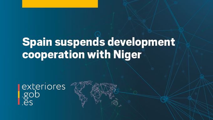 SpainMFA's tweet photo. Spain suspends with immediate effect its bilateral development cooperation with Niger. 

We call for the return to constitutional order in Niger and the release of the democratically elected President Mohamed Bazoum.

https://t.co/KsrxIWFduw https://t.co/UQOZsMAlkU