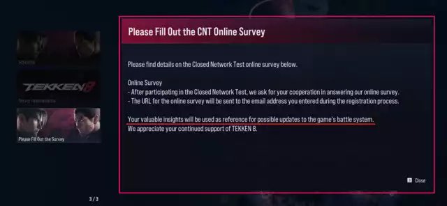 Fraentschou's tweet photo. @Harada_TEKKEN Then why does it say that “insights will be used as reference for possible updates to the games battle system” https://t.co/S8vXSBSeNA