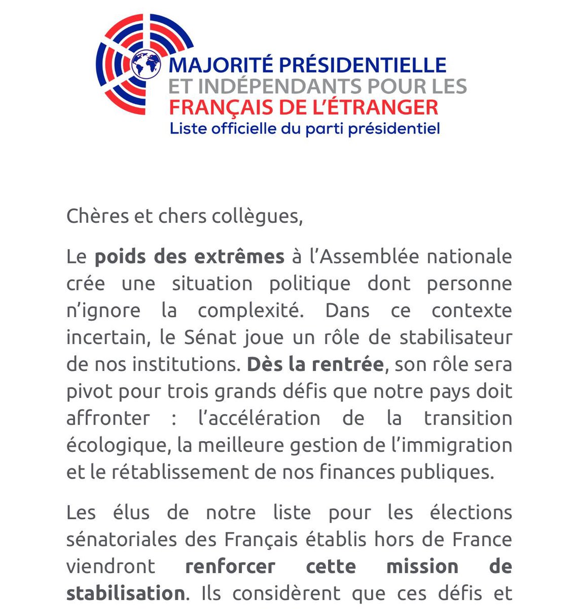 thierryEU's tweet photo. 📣 Déclaration de candidature - Élections #sénatoriales des Français de l’étranger 24/09/23
 Avec @cynthiahajjar et nos colistiers, nous présentons une liste solide pour renforcer le rôle stabilisateur du Sénat face aux défis majeurs à relever.

🔗 : https://t.co/UUFo11zUDV https://t.co/vZFxlydcSZ