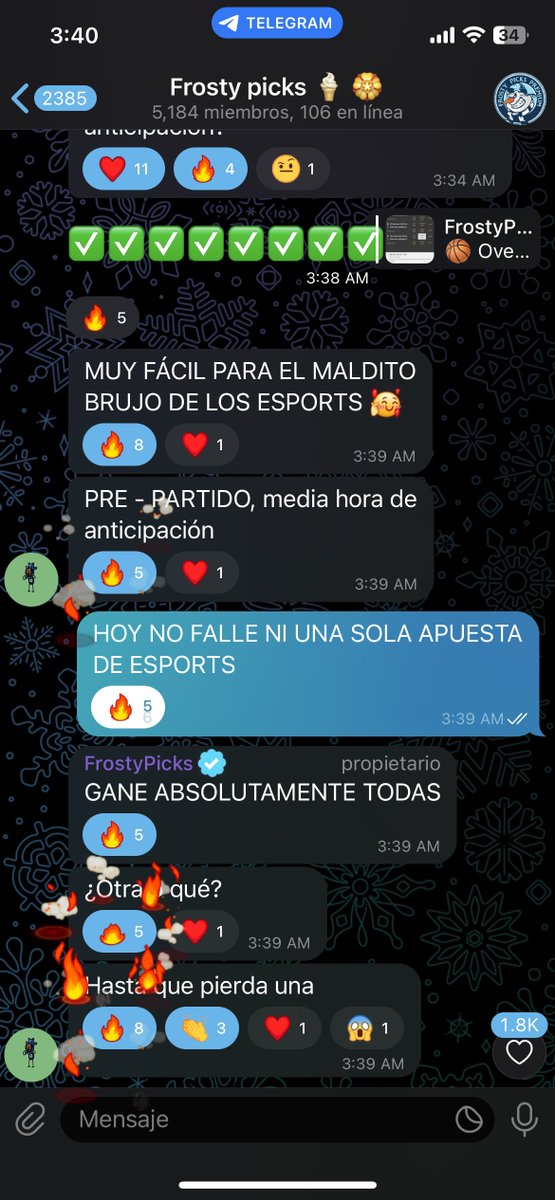 Suena simple, pero no lo es:

Hoy le dimos una madriza BRUTAL al casino.

NO FALLAMOS NI UNA SOLA APUESTA DE ESPORTS EN TODO EL DÍA 🔥 

Seguimos toda la madrugada???

T.me/fr0stxr

Únete 👆 es GRATIS GANAR CON FROSTYPICKS
