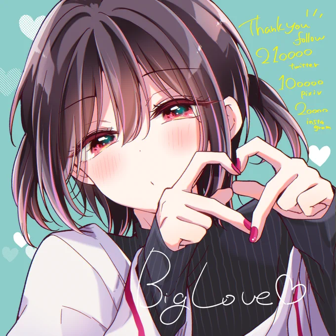 フォロワーさん20万人でイラスト描くつもりがいつのまにか21万人に…! たくさんフォローしていただけて嬉しいです! これからもたくさん楽しいものをお届けできるように頑張りますのでよろしくお願いします (だからお願い死なないでTwitterもといX)
