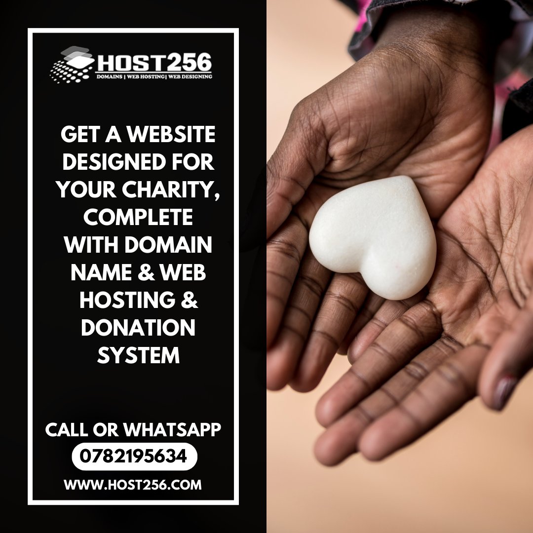Ge a Website Designed for Your Charity Organization (NGO) by @Host256

We Register Your Domain Name, Host Your Website, Design the Website, Integrate Online Donations via Visa, Mastercard, Mobile Money.

All at 650,000shs 

Call or WhatsApp +256782195634 
 
#UgandaNGOsExhibition
