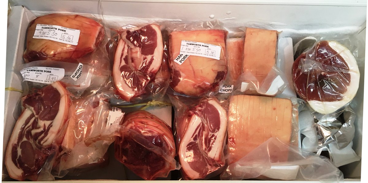 VicWarren1's tweet photo. After RW Show, back to producing local home-grown meat in BB Nat Park. Available now - fresh pork (rare breed) sausages, burgers &amp; frozen beef teg &amp; mutton (no lamb yet). Visit &amp; choose, phone for local delivery or anywhere UK in overnight frozen box 01495755557 #meat #rarebreed https://t.co/KQGLlnd9Rt