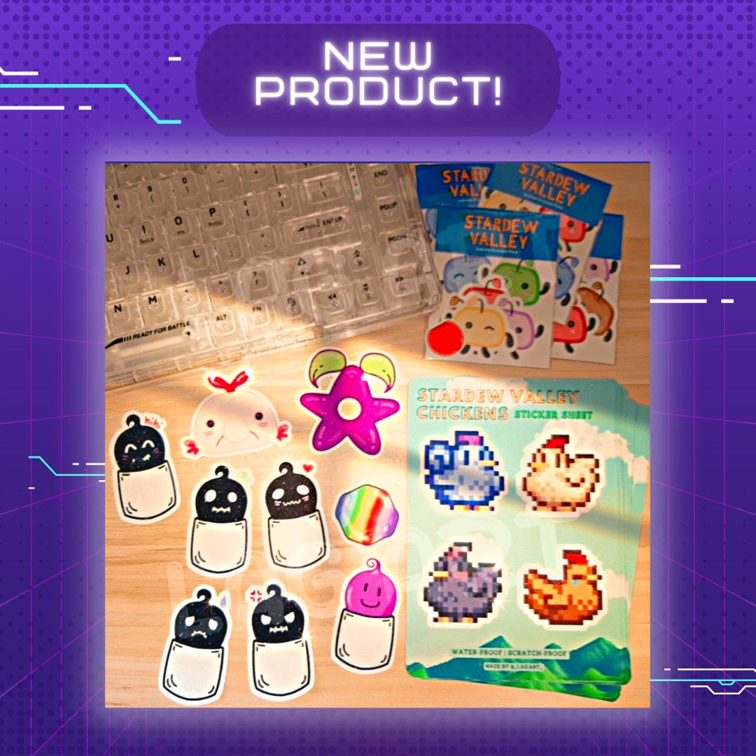 _LAGart_'s tweet photo. 🎮 NEW PRODUCT - Stardew Valley Stuff 🎮

Ta-da! as you guys may have noticed from our previous events, we have been selling the remaining Stardew Valley sticker packs that we have - to give way for these new (kinda?) stuff !! [1/3] https://t.co/y1dAnZkkVc