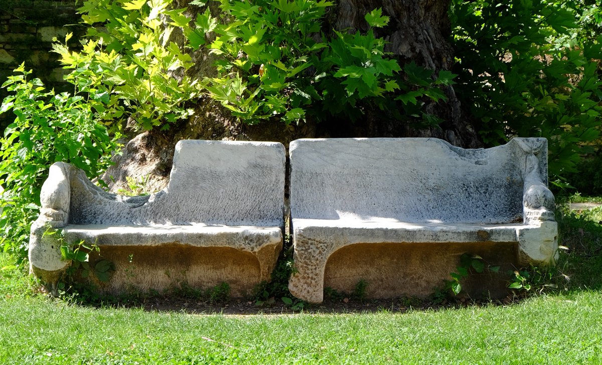 Turkish photo journalist Ara Güler reports his astonishment seeing the villagers of Karacasu using two thousand year old marbles of Afrodisias in their daily lives, like this theater seat
Photo 1, captured in 1958 by him