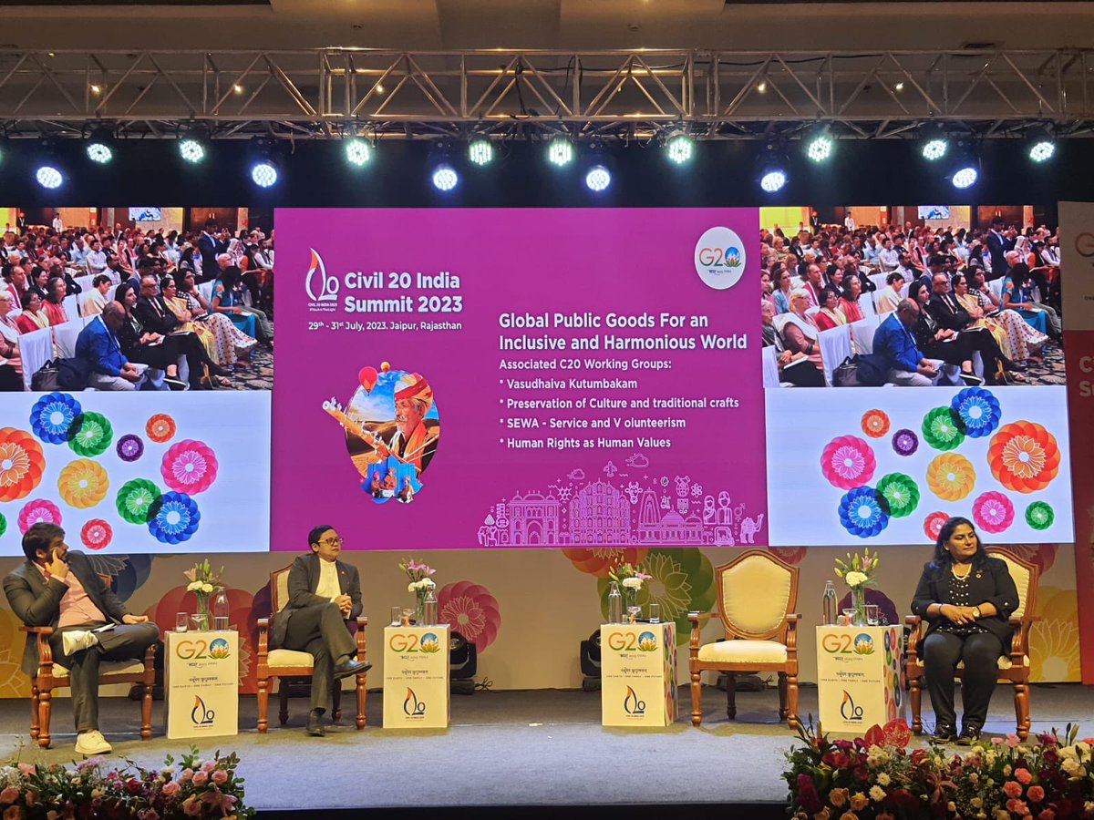 Civil20India2023 (@c20eg) on Twitter photo The next session at the Civil20 India 2023 Summit was held on Global Public Goods for an Inclusive and Harmonious World.
<a href="/g20org/">G20 South Africa</a>
<a href="/Amritanandamayi/">Mata Amritanandamayi</a>
<a href="/amitabhk87/">Amitabh Kant</a>
<a href="/rmponweb/">Rambhau Mhalgi Prabodhini</a>
<a href="/AMRITAedu/">Amrita Vishwa Vidyapeetham</a>
<a href="/vkendra/">Vivekananda Kendra 🇮🇳</a>
#Civil20India2023 #YouAreTheLight The next session at the Civil20 India 2023 Summit was held on Global Public Goods for an Inclusive and Harmonious World.
<a href="/g20org/">G20 South Africa</a>
<a href="/Amritanandamayi/">Mata Amritanandamayi</a>
<a href="/amitabhk87/">Amitabh Kant</a>
<a href="/rmponweb/">Rambhau Mhalgi Prabodhini</a>
<a href="/AMRITAedu/">Amrita Vishwa Vidyapeetham</a>
<a href="/vkendra/">Vivekananda Kendra 🇮🇳</a>
#Civil20India2023 #YouAreTheLight
