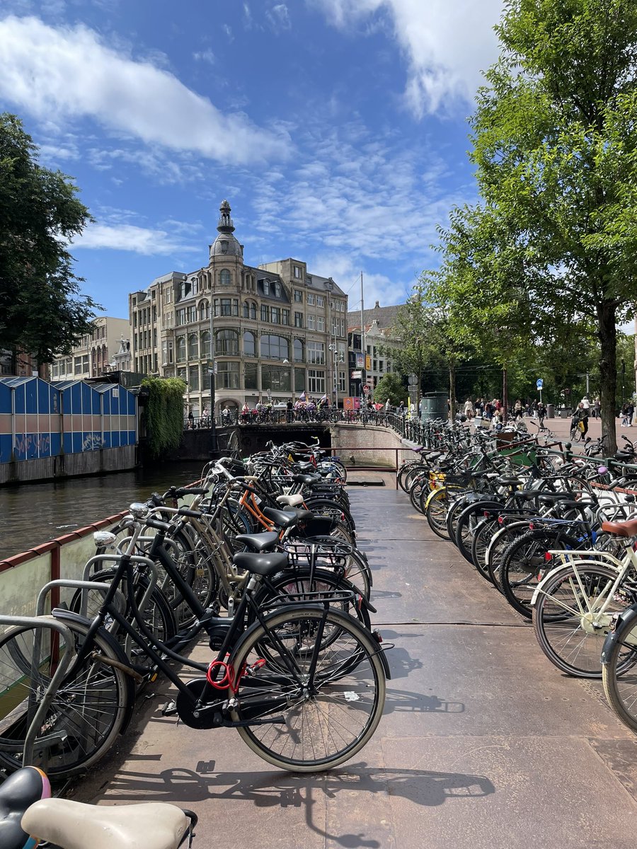 mich_ochsner's tweet photo. Cycle parking on a boat in the Netherlands! 🚲 smart way to utilise road space or rather water space https://t.co/QwWtZrE3Kk