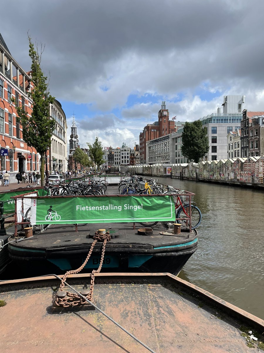 mich_ochsner's tweet photo. Cycle parking on a boat in the Netherlands! 🚲 smart way to utilise road space or rather water space https://t.co/QwWtZrE3Kk