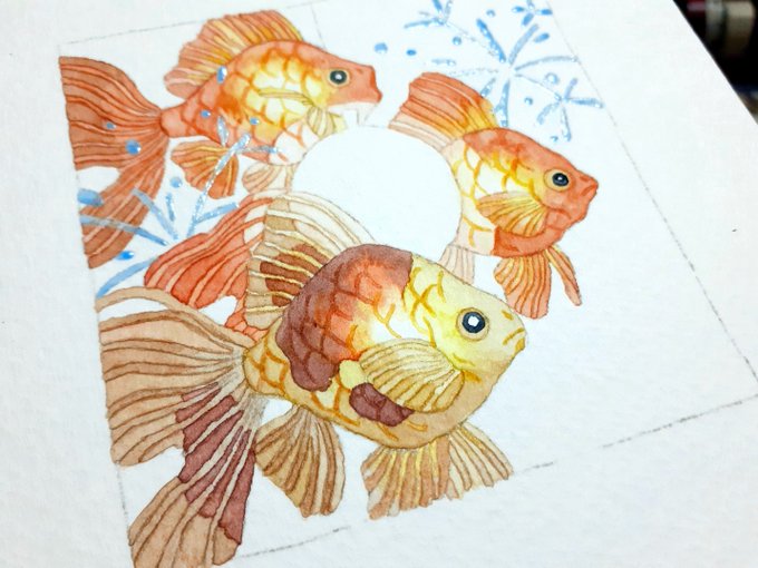 花火観たいけど今年も無理そう。 7.5×7.5センチの小さい絵です