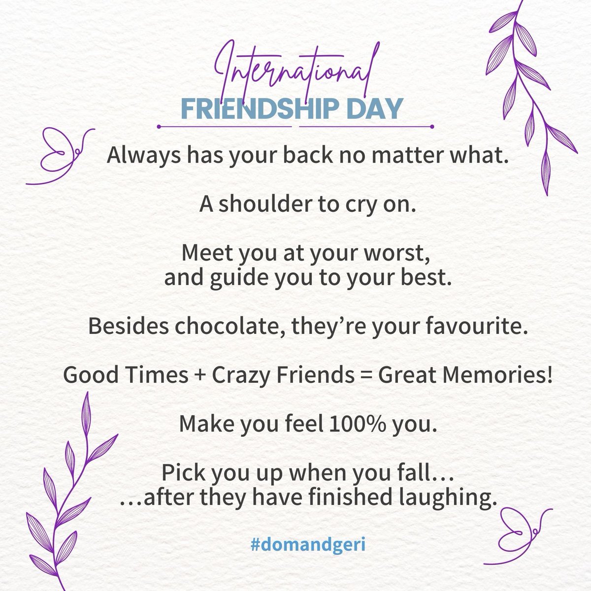 Happy International Friendship Day! 💜

Tag your best friend✨

#CelebrateLife #InternationalFriendshipDay #friends #friendsmemes #friendquotes #friendshipgoals #friendshipgoals #goodtimes #memories #bff #bestfriend #cute #happiness #goodfriends #friendsforlife #explore