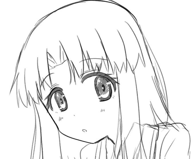 今日の先行版下書き!覗き込むさっちゃん(゜□、゜)