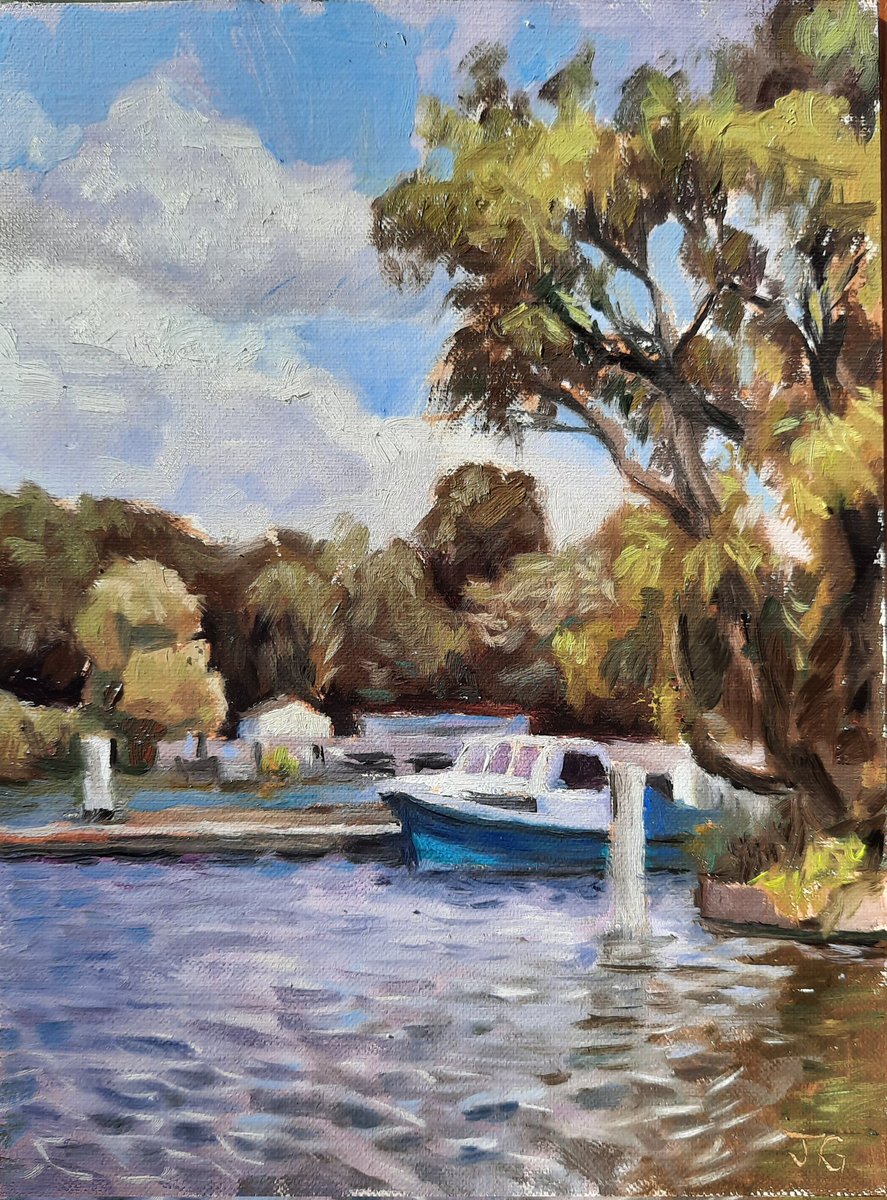 JanGaska's tweet photo. I had a great day yesterday painting in Reading with Mick McNicholas. View of Caversham weir from Reading bridge. Oil on linen panel, 24 x 18 cm
#caversham #ReadingTown #landscapeoilpainting #oilpainting #oilpaintingonpanel #pleinairpainting #pleinair #art #riverthames . https://t.co/t6EdP0dTUU