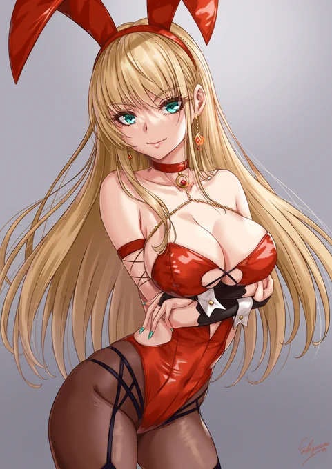この金髪バニーガールお姉さんの水着verです!!! 