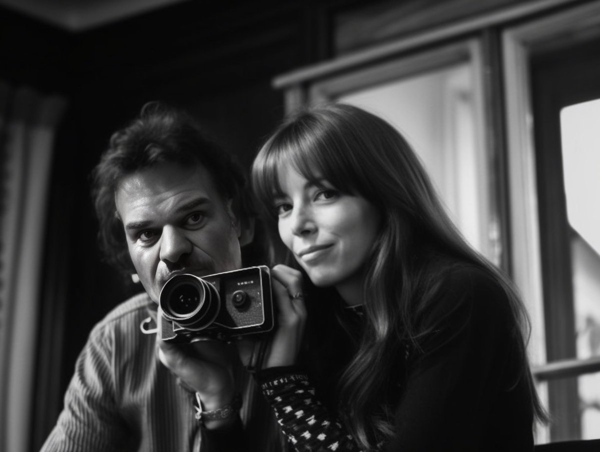 ragnarh's tweet photo. #Midjourney and #SwapFaces is sick, I wasn't prepared that it works so good. Here I am with #JaneBirkin, swapping faces with Serge Gainsbourg https://t.co/5VMeVbIw3P
