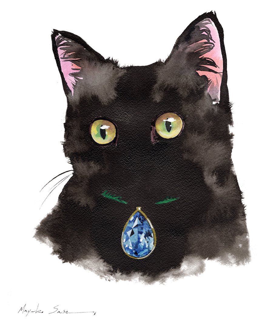 「Black  Cat  日曜お絵描き」|Mayuko Sase ほぼイラストと猫。のイラスト