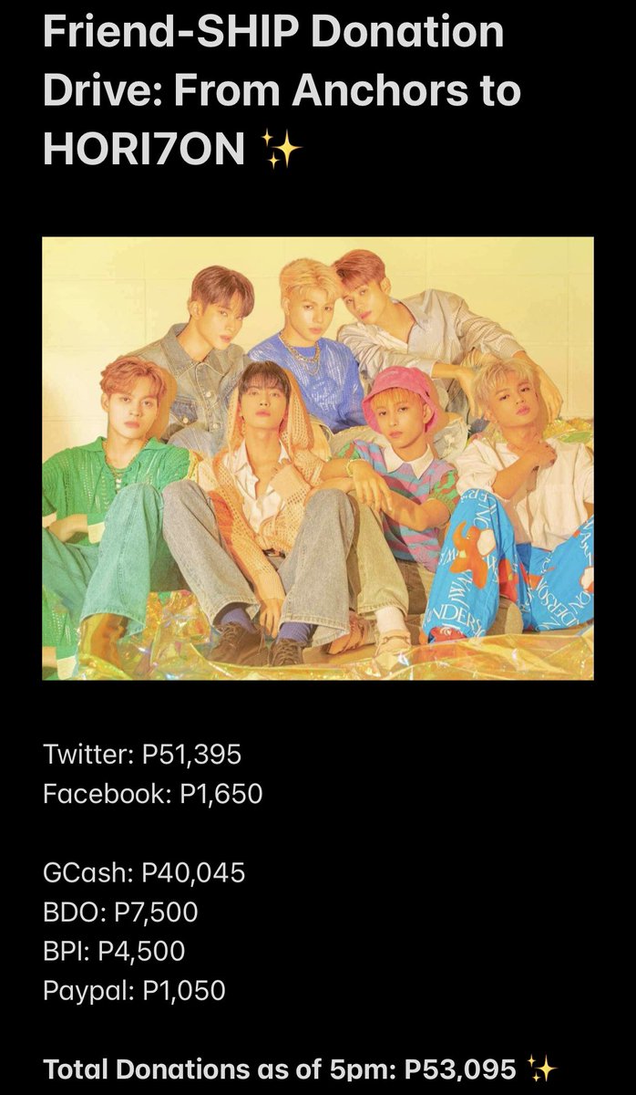 Hori7hop's tweet photo. Donations as of 6pm is already at P53,095 🤩🥳

Thank you to Anchor from FB who have donated a total of P1,700 already!🫶🏼

We have already paid 100 albums as of 1pm today. We’re just waiting for everything to be processed.🙏🏼🫶🏼

Thank you again, Anchors!!🤩⚓️

FIGHTING!!💪🏼✨⚓️ https://t.co/PQxCoYTR5Q