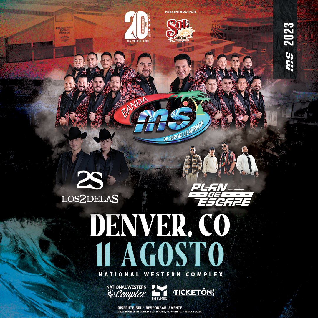 LizosMusic's tweet photo. Qué fiestón se va a armar con la @BANDA_MS #PlanDeEscape @los2dela_S en Denver y Salt Lake City 💥🍻 ¿Ya compraron sus boletos? 😎 https://t.co/Sjl4olzxVI