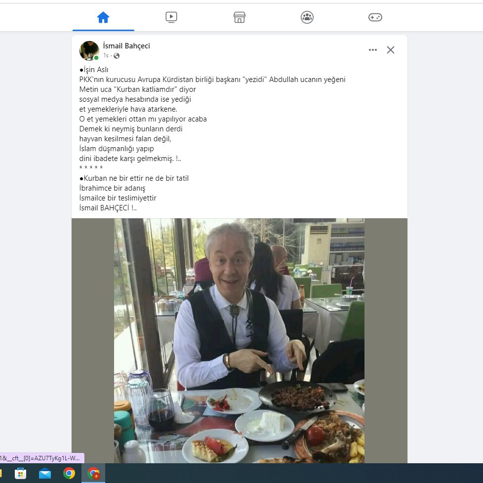 Kurban kesimine karşı olan Metin Uca önünde et yemekleri ve ne ala ve kimmiş bu zat ?Avrupa Kürdistan Birliğinin kurucusu Yezidi Abdullah Ucanın yeğeniymiş