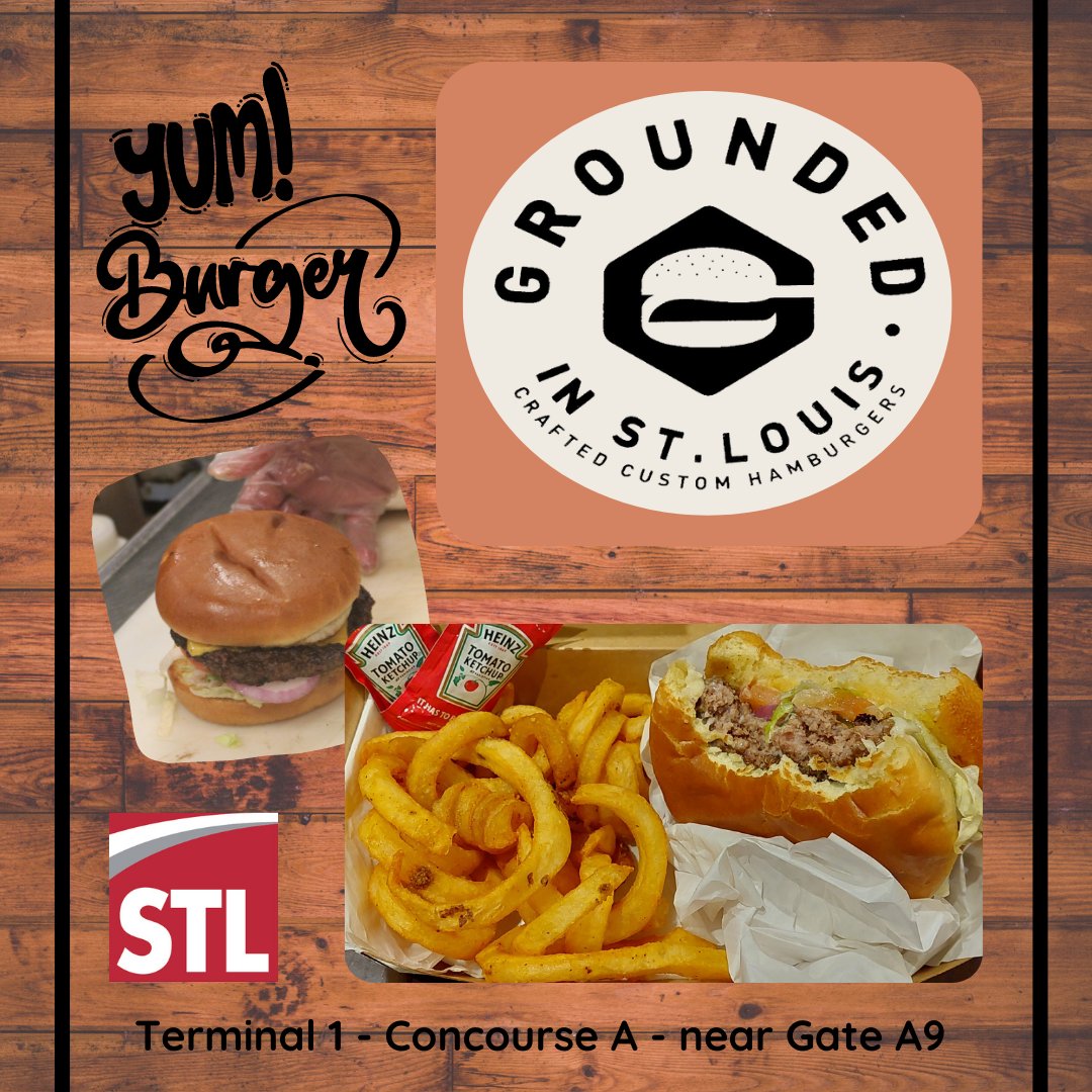 flystl's tweet photo. Flying with United, Delta and Air Canada? Grab a fantastic burger on your way through STL at Grounded in St. Louis.
#FLYSTL #groundedinstlouis #destinationfood #destinationtravel #travelfood #airportfood https://t.co/YlWHgebJWS