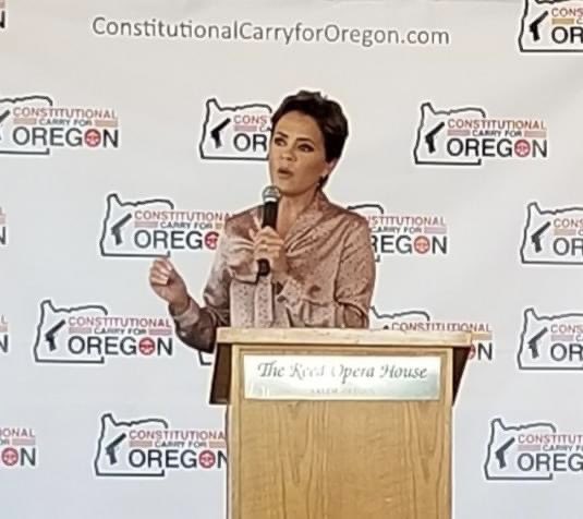 KerryMcQ4Oregon's tweet photo. Constitutional Carry for Oregon last night. .@KariLake brought down the house! Once, all it took was mentioning @realDonaldTrump! We love America. She’s worth fighting for. @marioncogop @PatriotScooter2 @SolomonYue. #CCFO #2A #shallnotbeinfringed https://t.co/3Cc1YbHc8T
