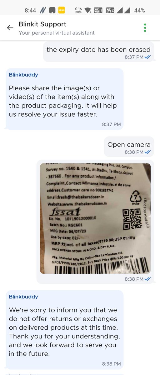ramubhaskaran's tweet photo. Blinkit customer care sucks! https://t.co/rvx61oyk3u