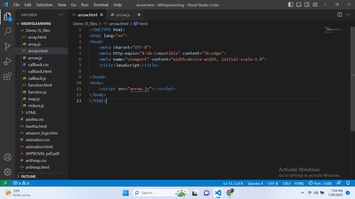 sabina_bas92930's tweet photo. #Day60 #LearningWithLeapfrog
@lftechnology Today,I got to know about arrow function (=>) in JS.And also learned to shuffle the elements of an array.
#60DaysOfLearningWithLeapfrog 
#LSPPLearningD60 https://t.co/4zxApNAHyh