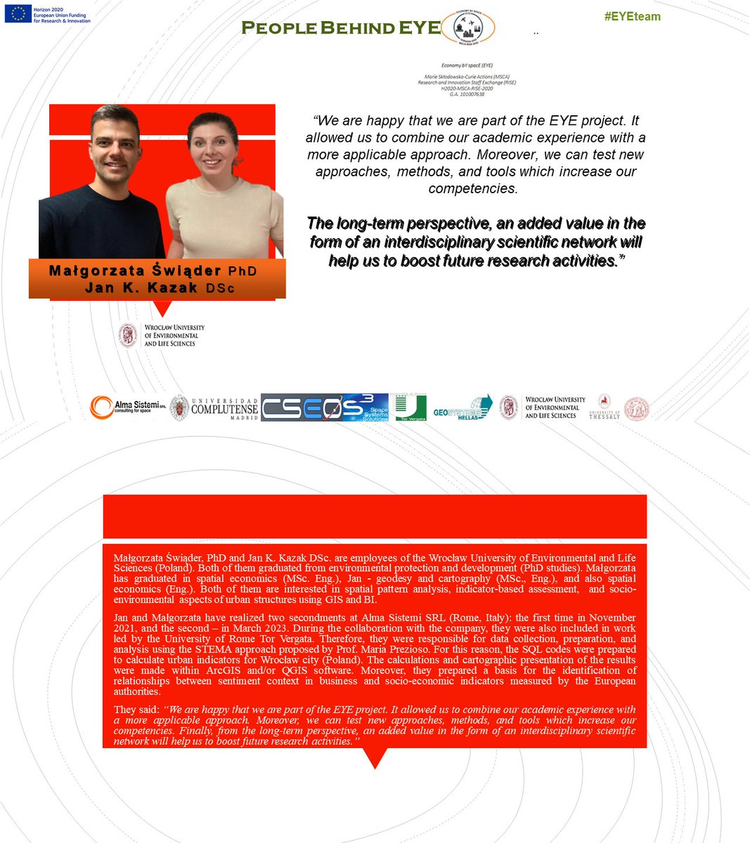 EYEEUProject1's tweet photo. People Behind EYE - Małgorzata Świąder and Jan K. Kazak
https://t.co/dhl2dePqxn
#EYE #EYEteam #Horizon2020 https://t.co/3RtPUafMAO