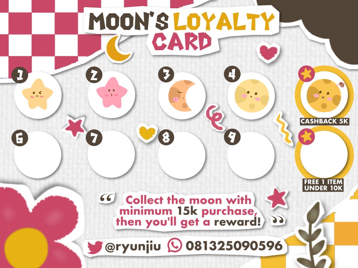 mymooncream's tweet photo. Ada yang baru nih! Moon udah punya loyalty card buat para cust 🪄 

Syarat &amp; Ketentuan :

– Hadiah tidak bisa diuangkan 
– Kartu tidak bisa dipindah tangankan
– Maksimal 1 stamp perhari
– Berlaku 1 tahun sejak pembelian pertama

#zonauang #zonaba https://t.co/2infuVpLyK