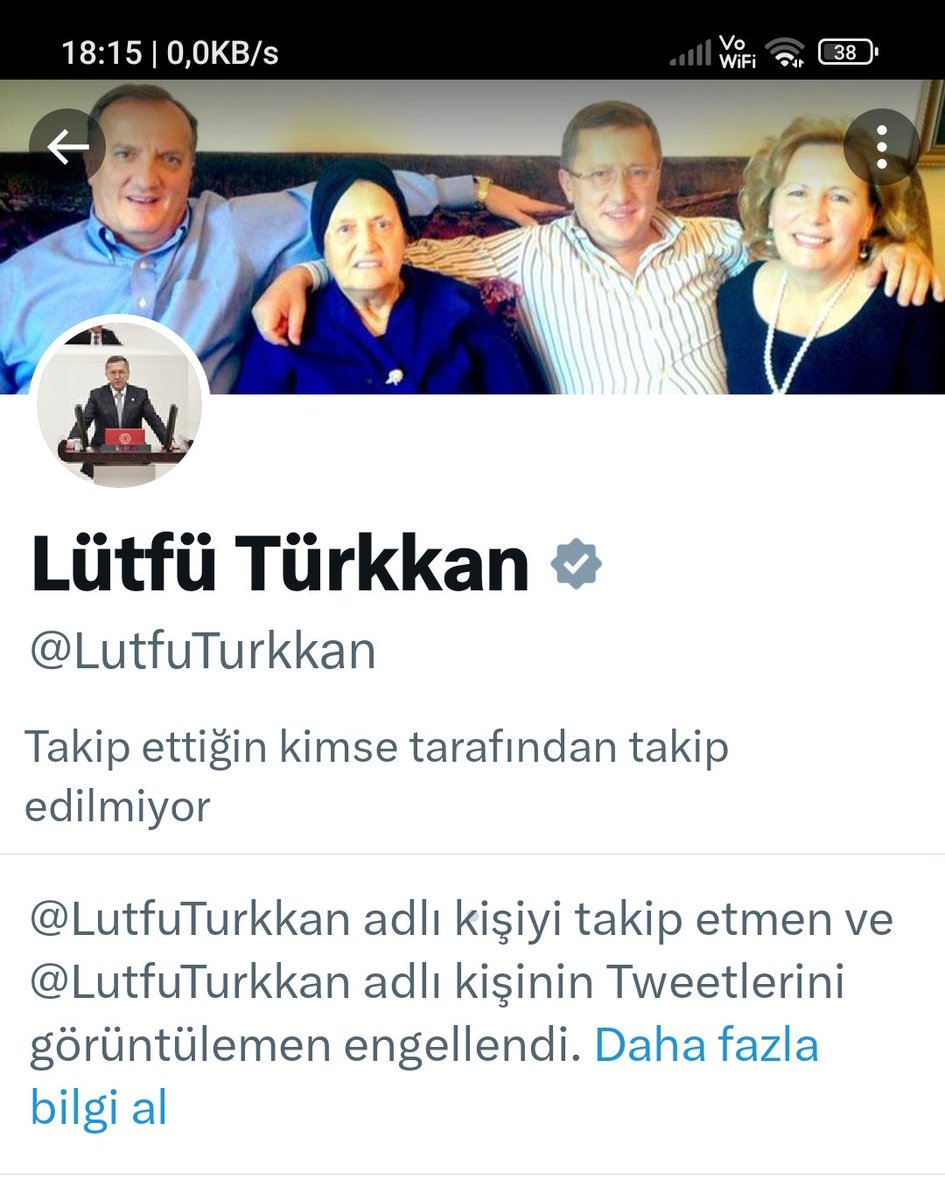 Lütfü Türkkan beni engellemiş.
