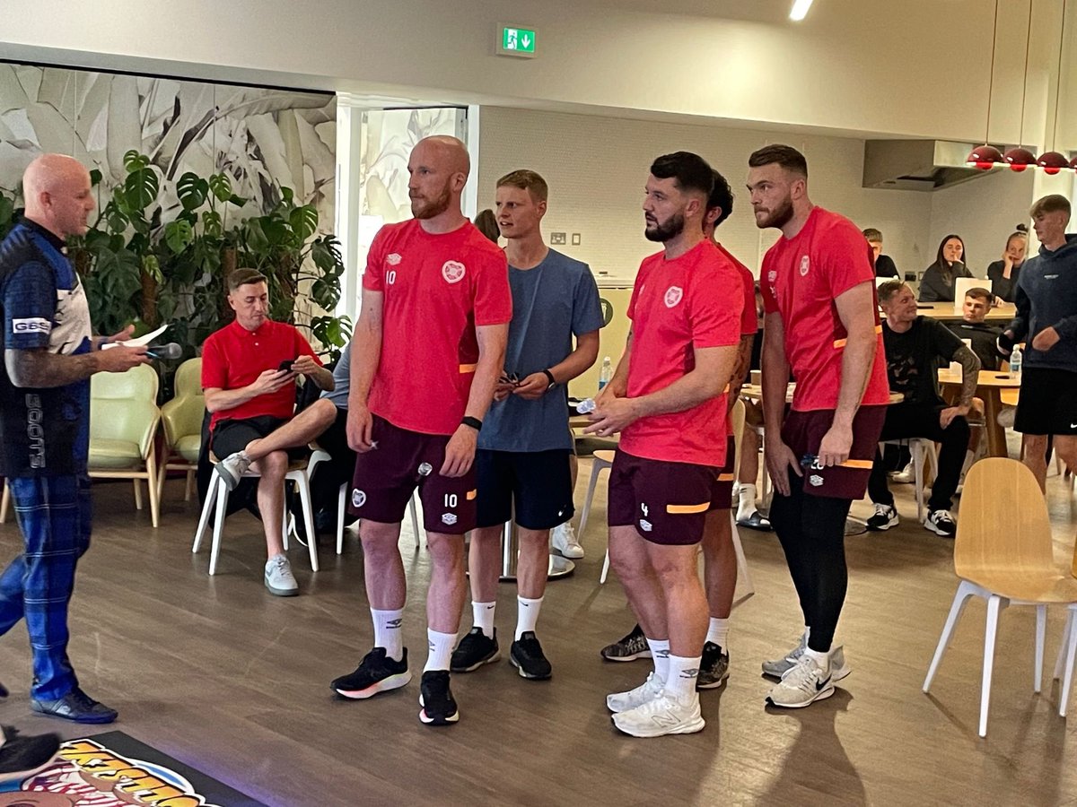 A different and an amazing exhibition this week as we visited @JamTarts training base in Edinburgh to deliver a darts, team bonding afternoon for the players and staff with Soots. A huge thank you to everyone at Hearts for making us so welcome and all the very best for 23/24.