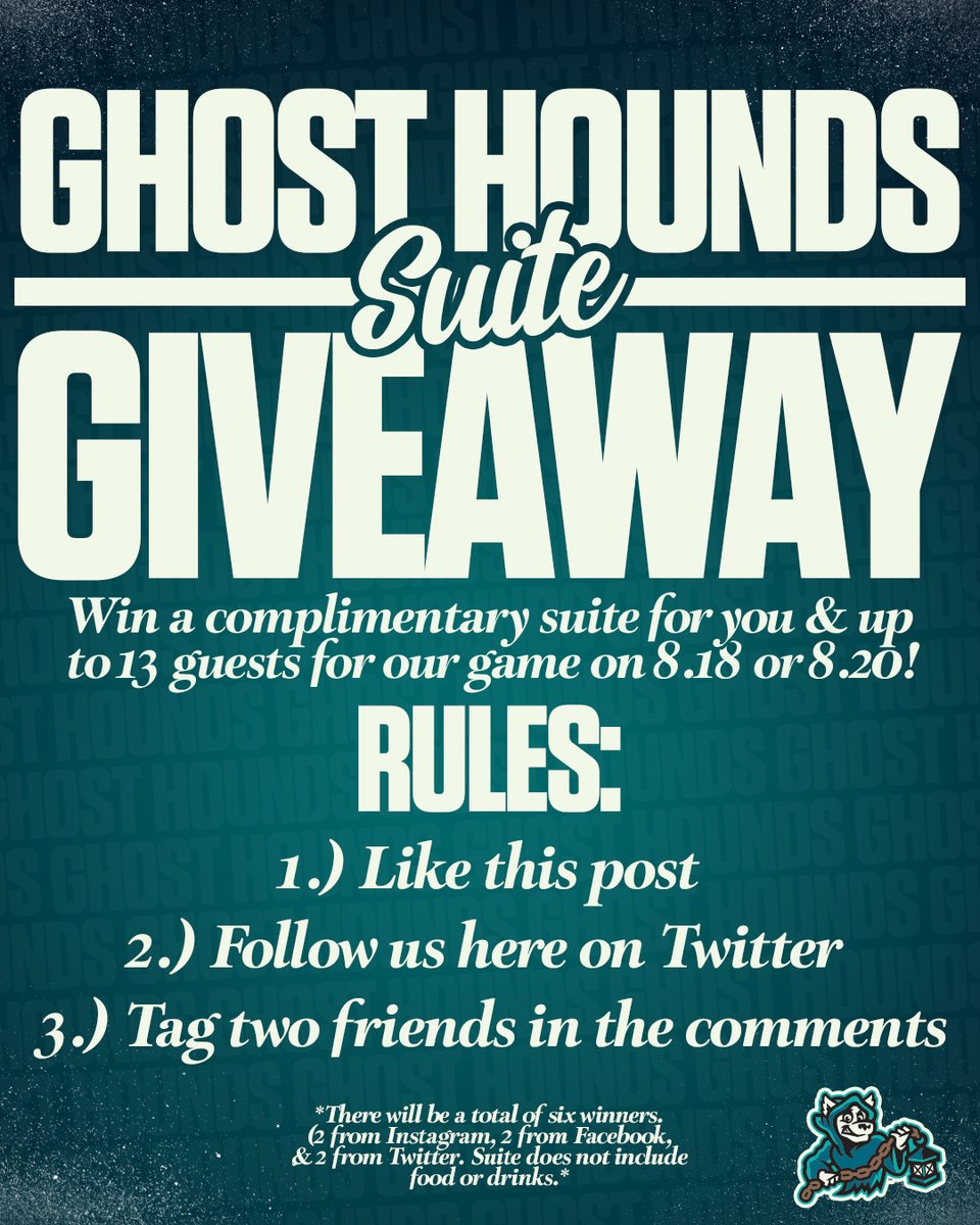 👻🐶SUITE GIVEAWAY👻🐶

We're giving away a suite for YOU &amp; up to 13 guests for our home games on August 18th and 20th‼️ Follow the rules in the photo above to enter as we will be drawing the winners for our August 18th game on August 1st and August 20th on August 3rd!