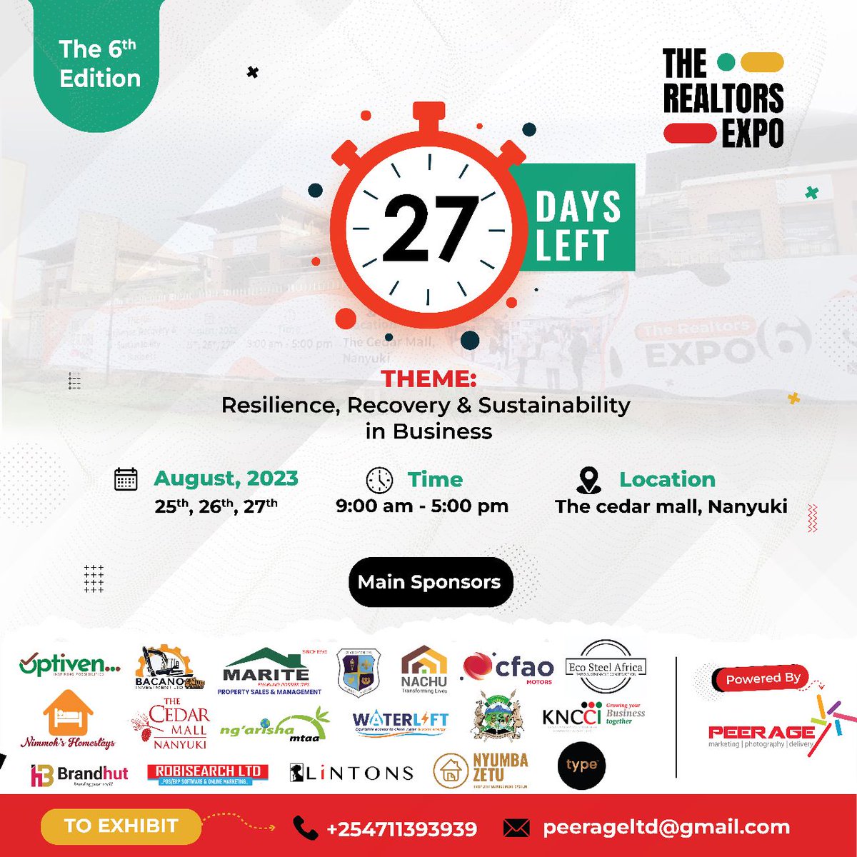 IanNWachira's tweet photo. Themed Resilience, Recovery and Sustainability in Business, the Realtors Expo Nanyuki this year commits to create a platform for hundreds of business leaders and attendees to explore partnership opportunities &amp;linkages for growth @TheRealtorsExpo 
@greenwoodcitym 
#ExpoAt6 #TRE23 https://t.co/hmQkYR5eDf