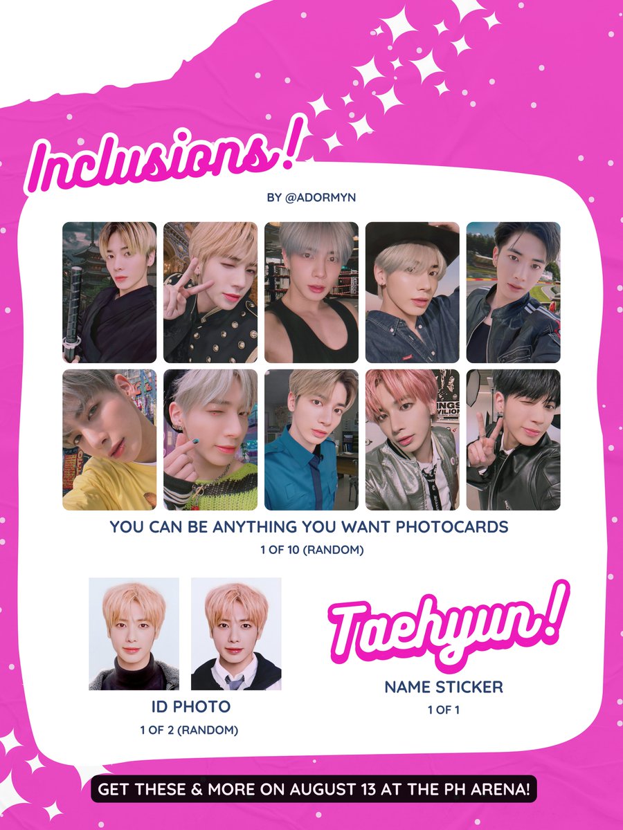 act:sweet mirage in bulacan ✧˖°.
   ⤷ taehyun fan support by <a href="/adormyn/">rammy ᯓ✦</a>
      
      ◦ 1:1 (limited qty) .ᐟ
      ◦ time &amp; loc tba .ᐟ
      ◦ like &amp; rt, follow for updates .ᐟ

see you on aug 13, moas ⋆˙⟡♡ 

#TXTinBulacan #TXT_ASM_TOUR_in_BULACAN #ACT_SWEET_MIRAGE_BULACAN