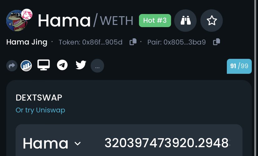 Giving away $500 in $HAMA to a lucky follower 🐸 Drop your $ETH wallet, follow & RT 🔔 ~ 24 hours only ⏰