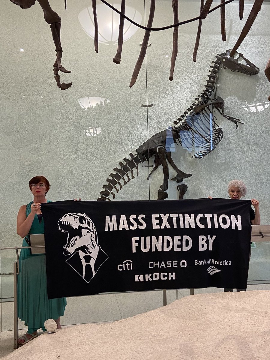 riseandresistny's tweet photo. At action in the dinosaur hall of @amnh,  organized by @XR_NYC. What we do will affect  the survival of billions of species. Get out on the streets now! https://t.co/ZKsLkLksGE