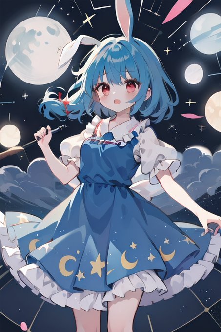 「blue hair night sky」 illustration images(Latest)｜5pages