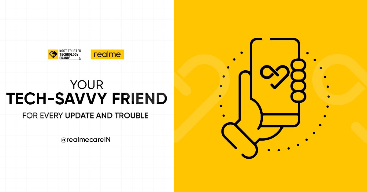 realmecareIN's tweet photo. We're here for you for every update and the help you all need. So for every tech-related question, you have got a friend in us.  #realmeCare+ #WeCareForReal https://t.co/zgx4wvWWAA