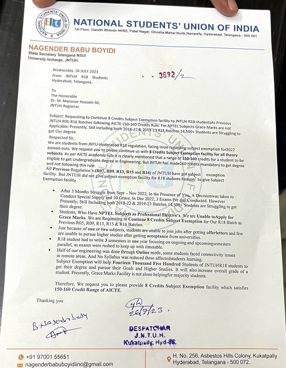 Agnathavasi10's tweet photo. @jntuhofficial @SabithaindraTRS #jntuhsubjectexcemption #JusticeforR18Students #JntuhSubjectExemption https://t.co/zvsfSIHkf5