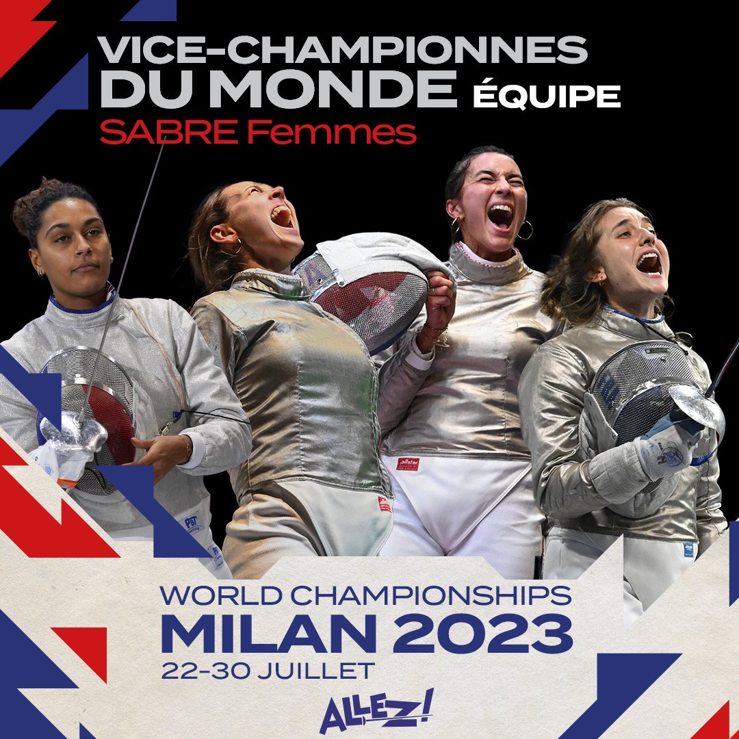 🇫🇷 VICE-CHAMPIONNE DU MONDE ! 🤺

Quelle saison pour nos sabreuses! Championnes d'Europe, vice-championnes du monde... la voie est tracée pour 2024 !

Bravo Sara Balzer, Manon Apithy-Brunet, Caroline Queroli, Margot Rifkiss (mais aussi Cécilia Berder !) 👏👏