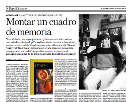 Merecidísimo homenaje a la gran Victoria de Stefano en el <a href="/papeliterario/">Papel Literario</a> de este fin de semana. Victoria, cuánta falta haces. Cuánto nos diste. Me encanta ver esta publicación y felicito a todos los involucrados. <a href="/nelsonriverap/">Nelson Rivera</a> <a href="/luismancipe93/">Luis Mancipe #Finir</a> <a href="/IsaacGMendoza/">Isaac González Mendoza</a>