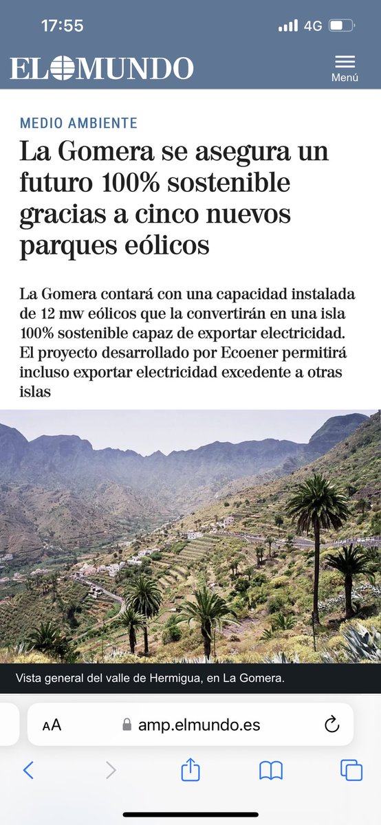 CesarAyllon_'s tweet photo. La Gomera el paraíso 100% renovable desde marzo termina en Julio con un cero energético sin electricidad en toda la isla https://t.co/KDTmDAEGfC